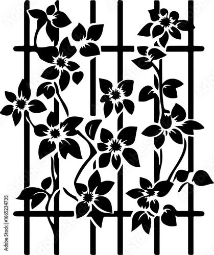 "Floral Trellis Silhouette Design" Vector Bundle