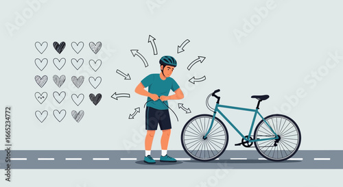 Cycling enthusiast securing his bike, displaying a focus on health and environment