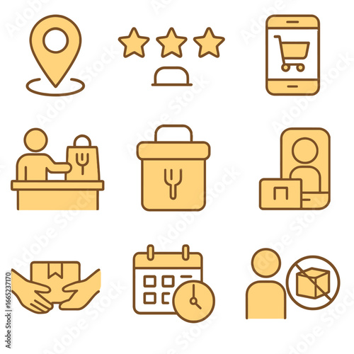 Essential linear icons for modern e-commerce and delivery services