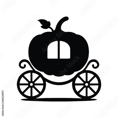 Enchanting Pumpkin Carriage Silhouette A Whimsical Ride for Fairy Tales and Storybooks Ideal for Invitations and Themed Decorations