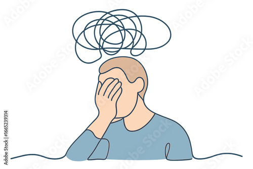 Individual experiencing stress and confusion while navigating personal thoughts in a quiet space during daytime