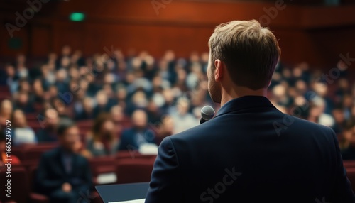Continuous Engagement Of The Audience At The Conference Hall: Public Speaker Providing Instructions And Lectures In Front Of Attendees.