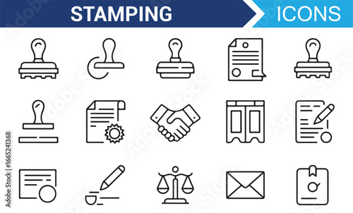 Editable stamp and legal document icons for official use