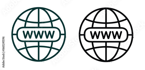 Illustration of a globe with www, , representing the internet, worldwide web, and global online communication and information access