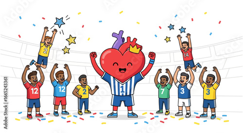 Heartfelt Victory Celebration: A Champion's Triumph with Cheering Fans illustration