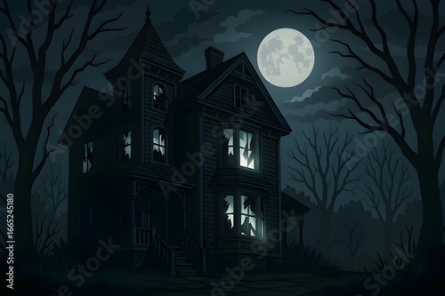 halloween background with haunted house