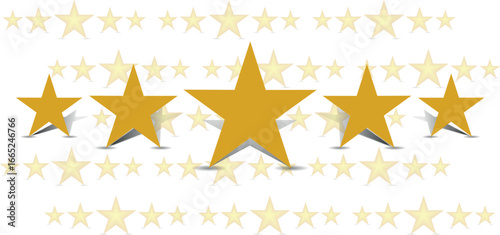 Gold star. Golden Christmas star isolated on white background. Nice illustration of a 3d look Gold star on white background. Star vector collection.	