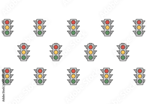 traffic light illustration, playful style, vector art, copy space