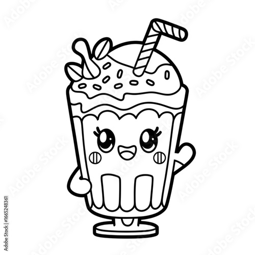 Adorable cartoon milkshake character with a happy face ready to bring joy and fun to your projects
