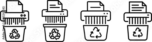 Paper shredder recycling outline vector