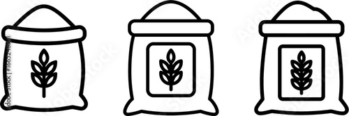 Flour bag with wheat symbol outline vector