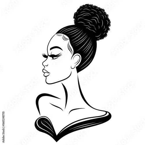 Elegant woman with stylish bun hairstyle perfect for beauty salon branding and lifestyle projects