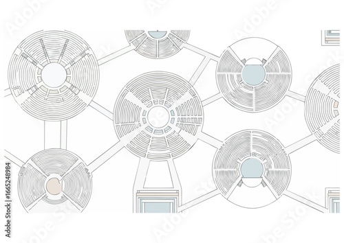 Abstract horizontal lines and ellipses pattern on white background for minimalistic design and copy space