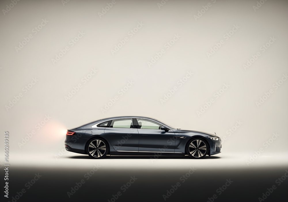 Fototapeta premium Sleek Sedan Profile in Studio Setting