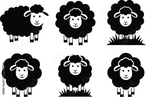 Charming silhouette sheep collection festive farm animals for whimsical designs