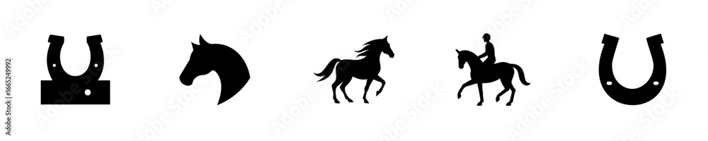 Obraz premium Silhouettes horses horseshoes a equestrian animal