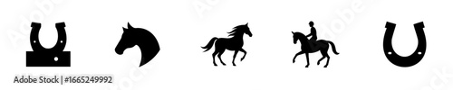 Silhouettes horses horseshoes a equestrian animal