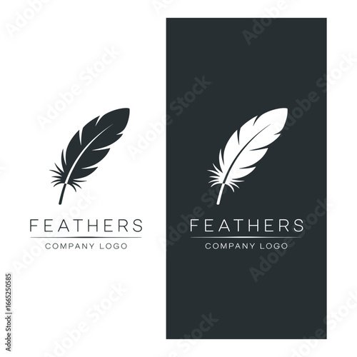 Feathers Company Logo Vector Design Template in Black and White for Branding and Corporate Identity
