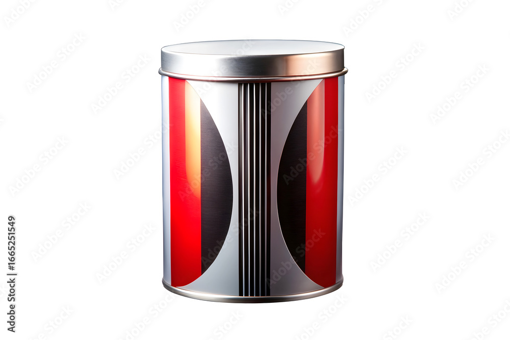 Fototapeta premium Cylindrical Tin Can with Abstract Geometric Design