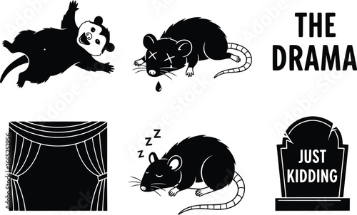 Humorous animal silhouettes and theatrical graphics for creative design projects