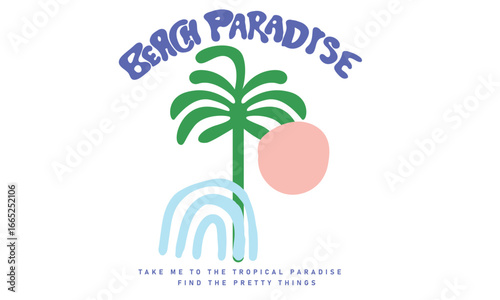 Lost in paradise. Summer vibes artwork. Tropical abstract art design.