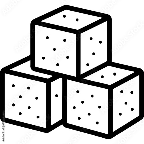 Stacked sugar cubes outline vector