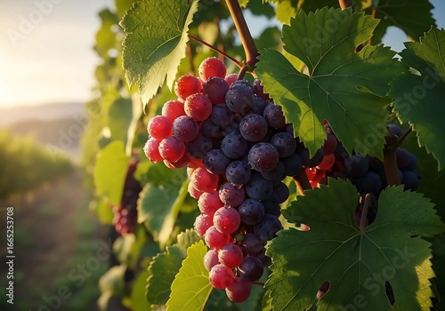 Wallpaper Mural Close up of ripe grapes hanging on a vine in vineyard Torontodigital.ca