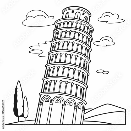 Leaning against a Tuscan sky, the famous Italian monument showcases its medieval architecture as a tourist landmark