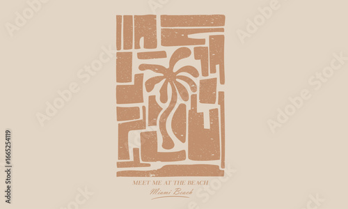 Palm paradise artwork. Tropical palm tree design.  Summer vibes artwork. Tropical abstract art design.