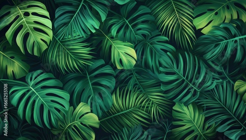 Wallpaper Mural Hand-Drawn Abstract Pattern Featuring Tropical Leaves. Unique Template For Your Design Needs. A Creative And Versatile Pattern For Various Projects. Torontodigital.ca