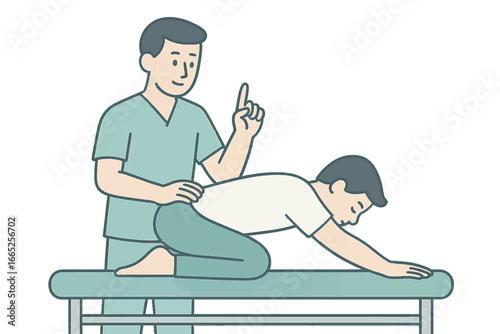 Healthcare professionals demonstrating physical therapy techniques in clinic setting