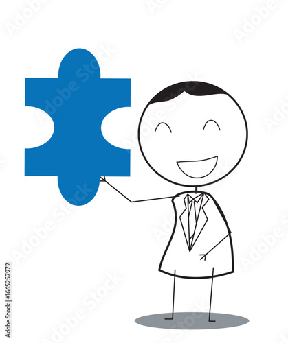 Stick Man as Businessman or Worker vector IIlustration with All condition at Jobs