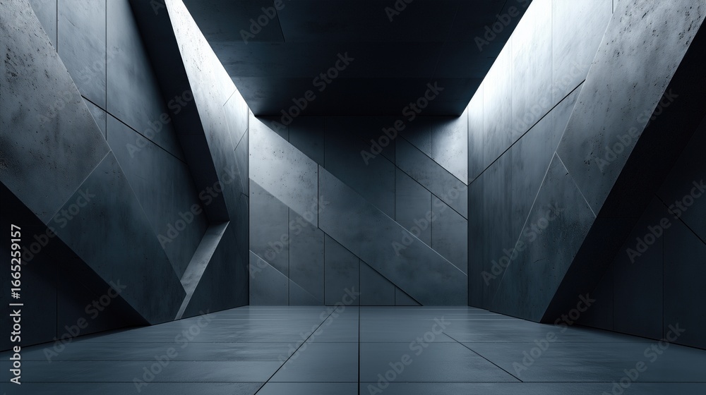 Obraz premium A large, empty room with a gray wall