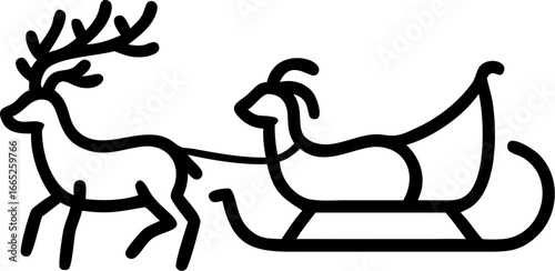 Santa claus riding a sleigh pulled by reindeer isolated on white background isolated on transparent background