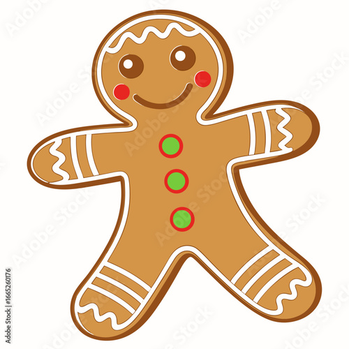 Cute gingerbread man cookie with colorful frosting isolated on white background isolated on transparent background