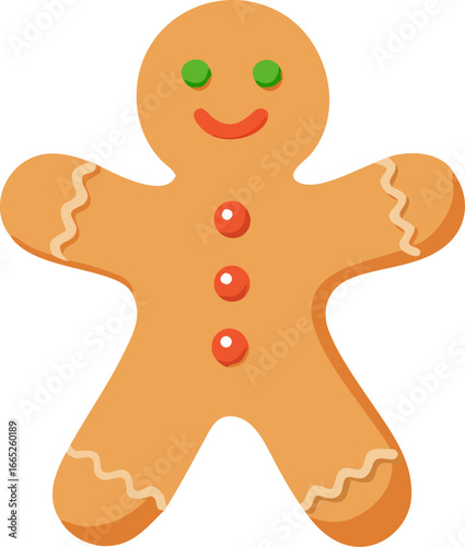 Gingerbread man cookie with frosting isolated on white background isolated on transparent background