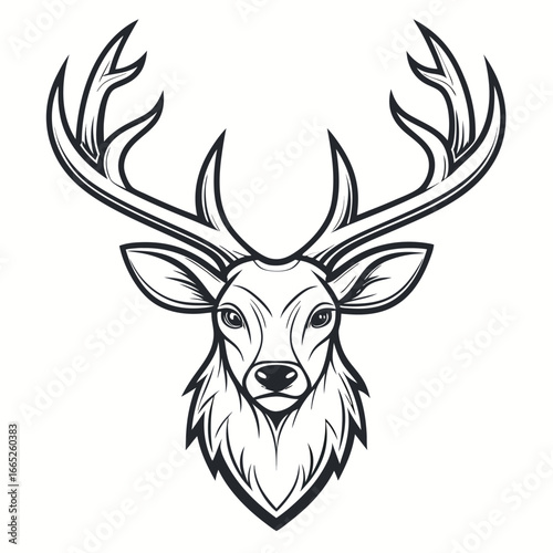 Detailed reindeer head with ornate antlers isolated on white background isolated on transparent background