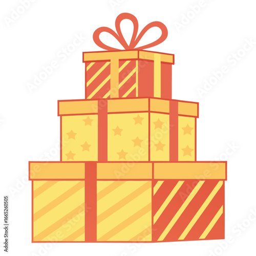 Stack of festive gift boxes isolated on white background isolated on transparent background