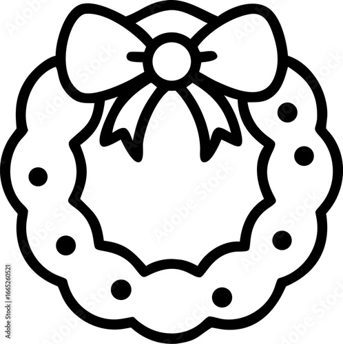 Festive holiday wreath with a decorative bow isolated on white background isolated on transparent background