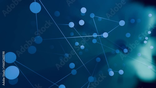 Blue technology network background - constellation data connection loop - An abstract blue background with a plexus network of connected dots and lines moving in slow motion