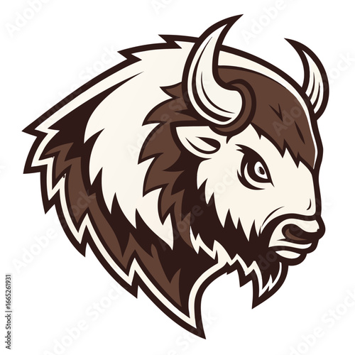 Bison Buffalo Mascot Logo Vector, Shaggy Horned Esports Head Transparent