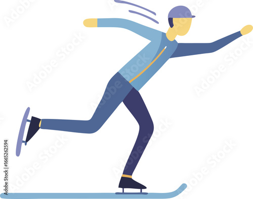 Dynamic ice skater performing a spin isolated on white background isolated on transparent background
