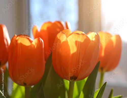 Close-up of vibrant orange tulips