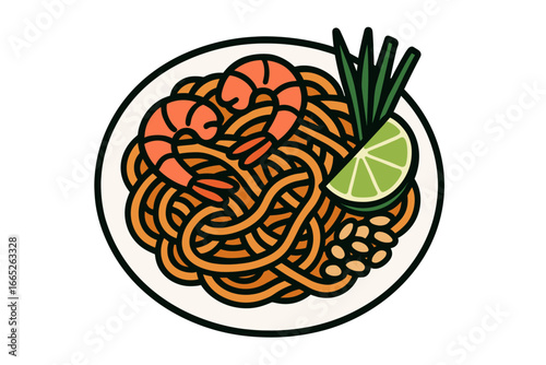 Vector Illustration of Thai Pad Thai Icon