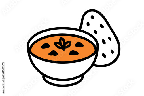 Vector Illustration of Curry and Naan Icon