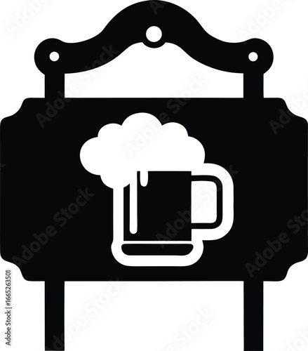 Beer pub sign vector illustration, signboard with beer mug icon, tavern or brewery icon 