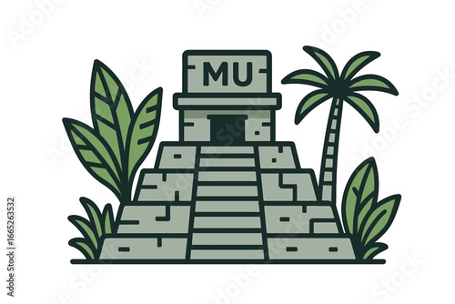 Vector Illustration of Mu Lost Continent Temple