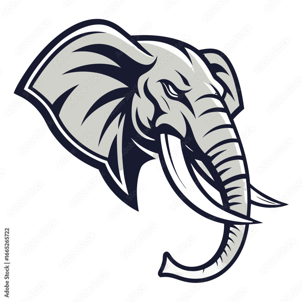 Naklejka premium Elephant Mascot Logo Vector, Powerful Tusks Esports Head Transparent