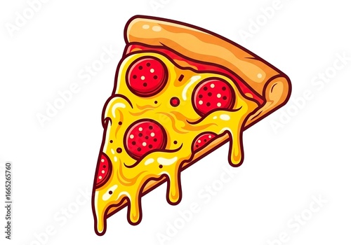 Pepperoni Pizza Slice with Dripping Cheese