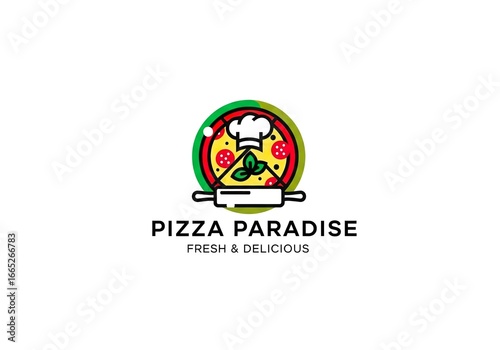 Pizza Paradise Logo with Chef Hat and Rolling Pin Free Download Pizza Paradise Logo with Chef Hat and Rolling Pin - GFXLoad
